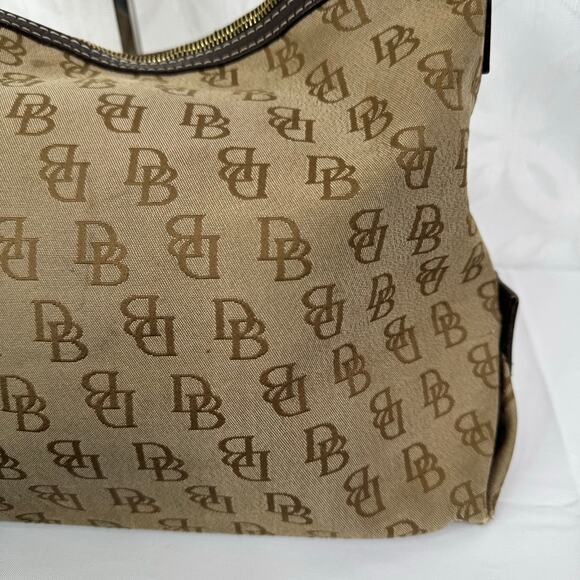 Dooney & Bourke Monogram Logo Double Pockets Canvas Leather Satchel Bag - Picture 5 of 16